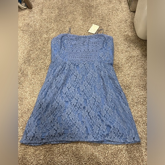 NWT Free People Size (12) Periwinkle Strapless Lace Dress - Picture 2 of 12